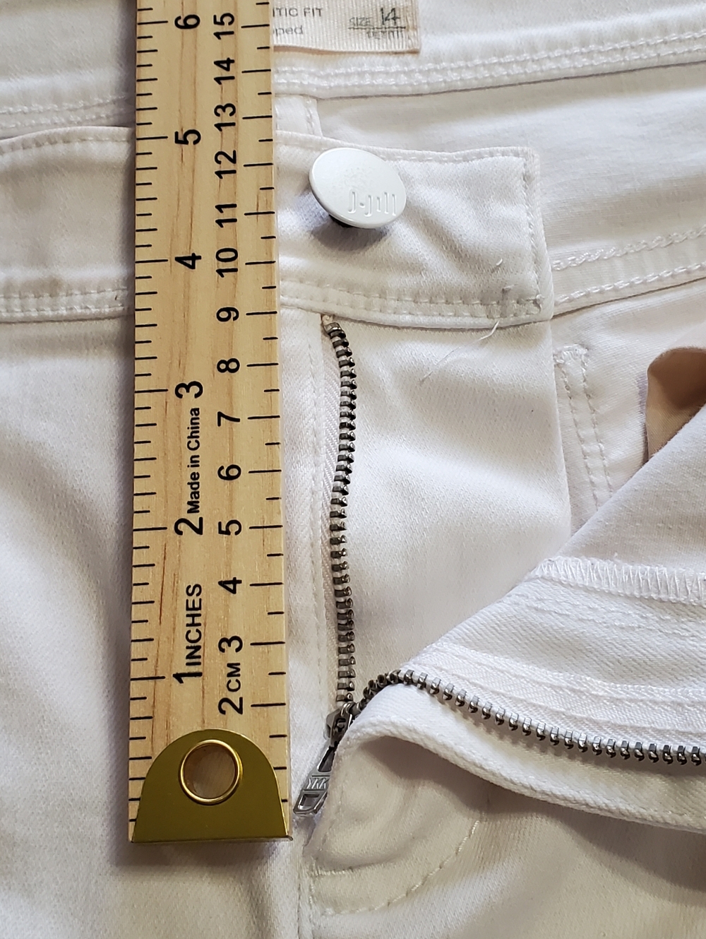 J. Jill Floral Embroidered Stretch Crop Jeans Authentic Fit White - Picture 9 of 11